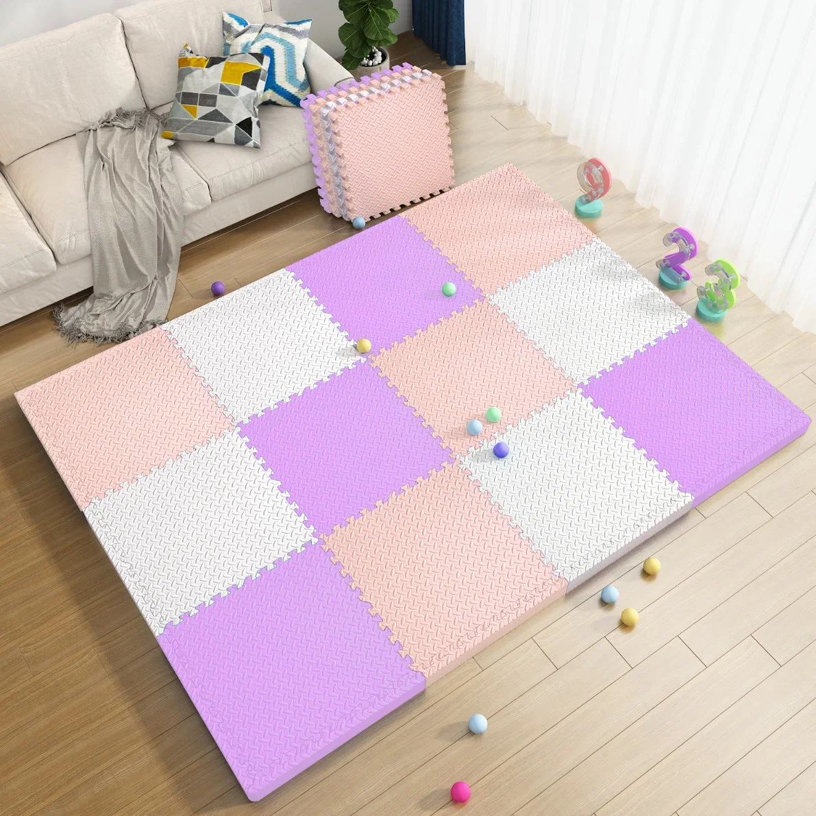 Non-Toxic Non Slip Surface Soft Safe Baby Mat Interlocking Multicolor Crawling Mat