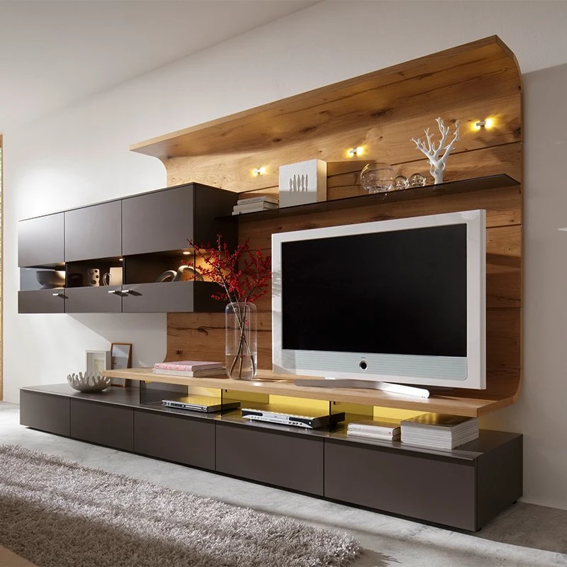 Braun Holz Metall TV-Standmöbel Industrial Style TV-Schrank Mit Metallrahmen für Wohnzimmermöbel