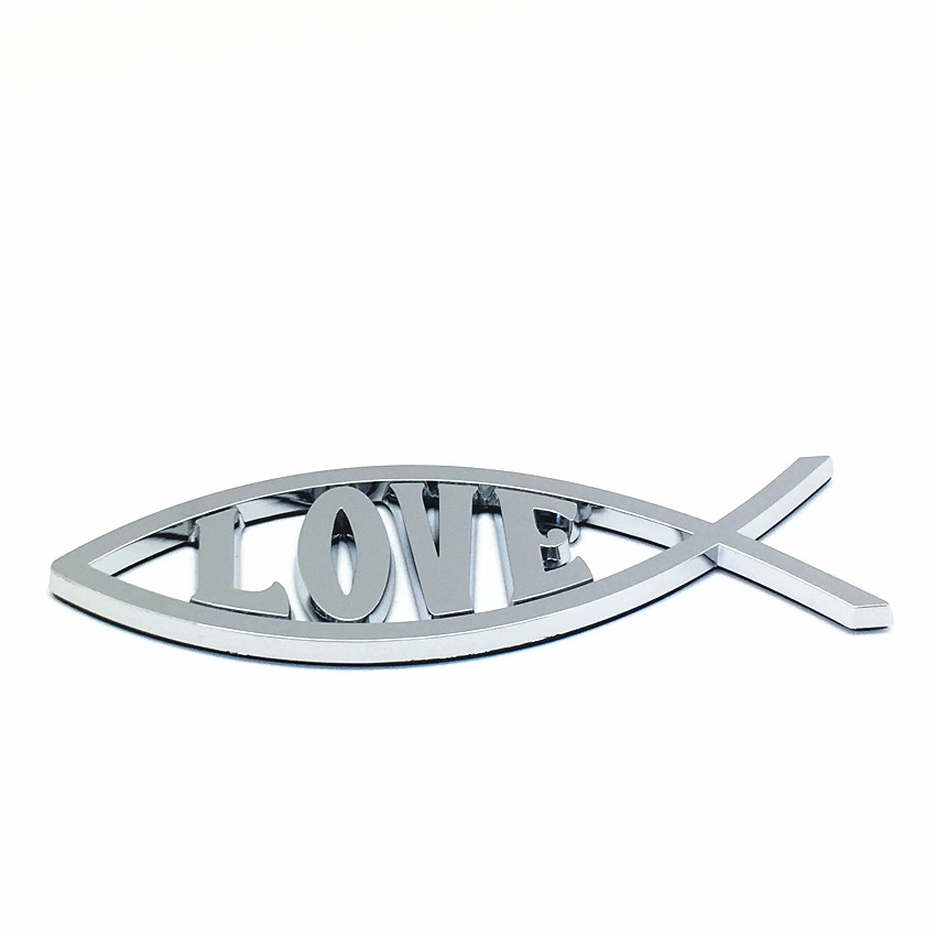 Factory Wholesale/Supplier Customer Logo 3D Jesus Fish Logo Emblem Decal Badge Sticker Car Christian Religion Gift