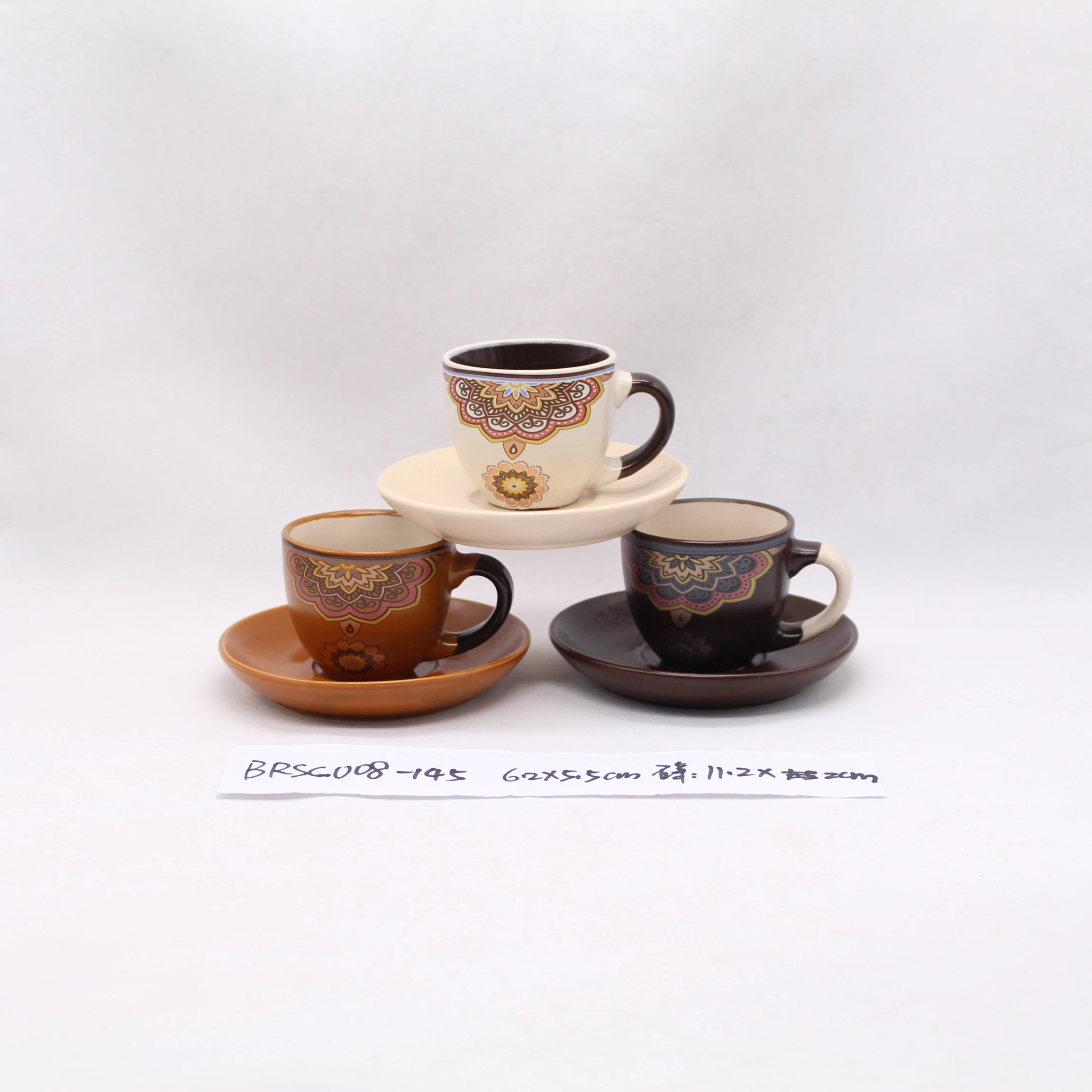 Café de vajilla de cerámica de diseño conjunto de platillo taza de café espresso con soporte de la copa de té Pack de 6