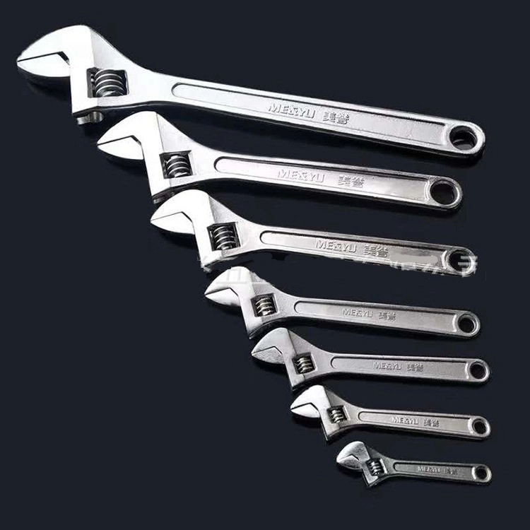Carbon Steel Square Head Polished Chrome Plated Adjustable Wrench