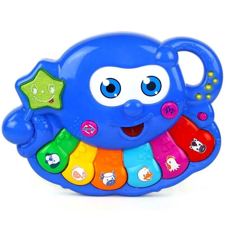 Plastic Toys Manufacturer Electric Cartoon Octopus Piano Musical Instruments Baby Organ Piano Musical Keyboard Toy