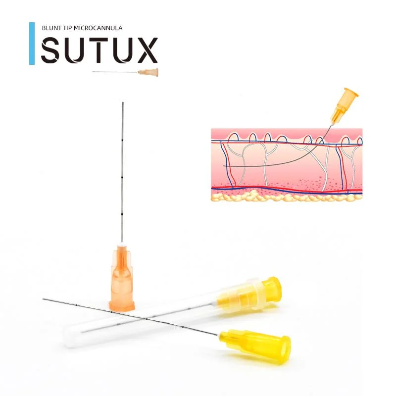 Sutux CE Certification Dermal Filler Micro Cannula 18 21 22 23 25 27 Gauge Needle for Ha Filler Syringe