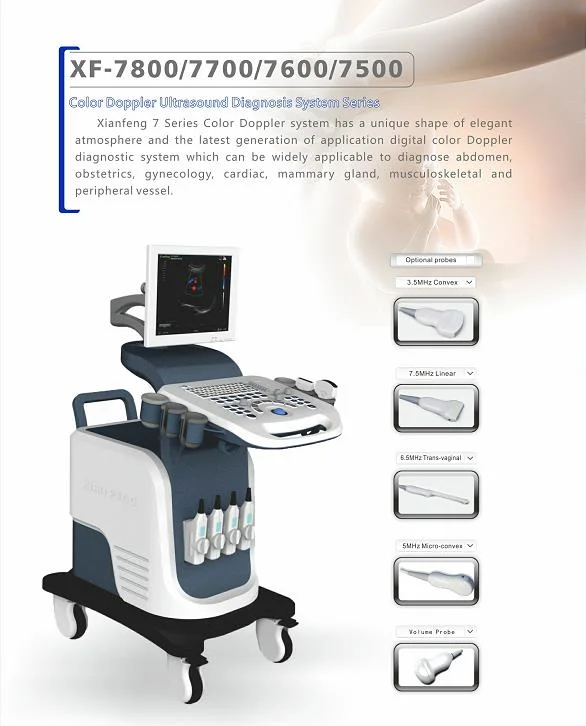 Xf7500 Trolley Color Doppler Ultrasound Scanner for Cat