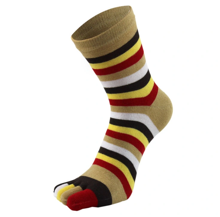 Custom Made Colorful Stripe Cotton Mens Ankle Full Toe Socks