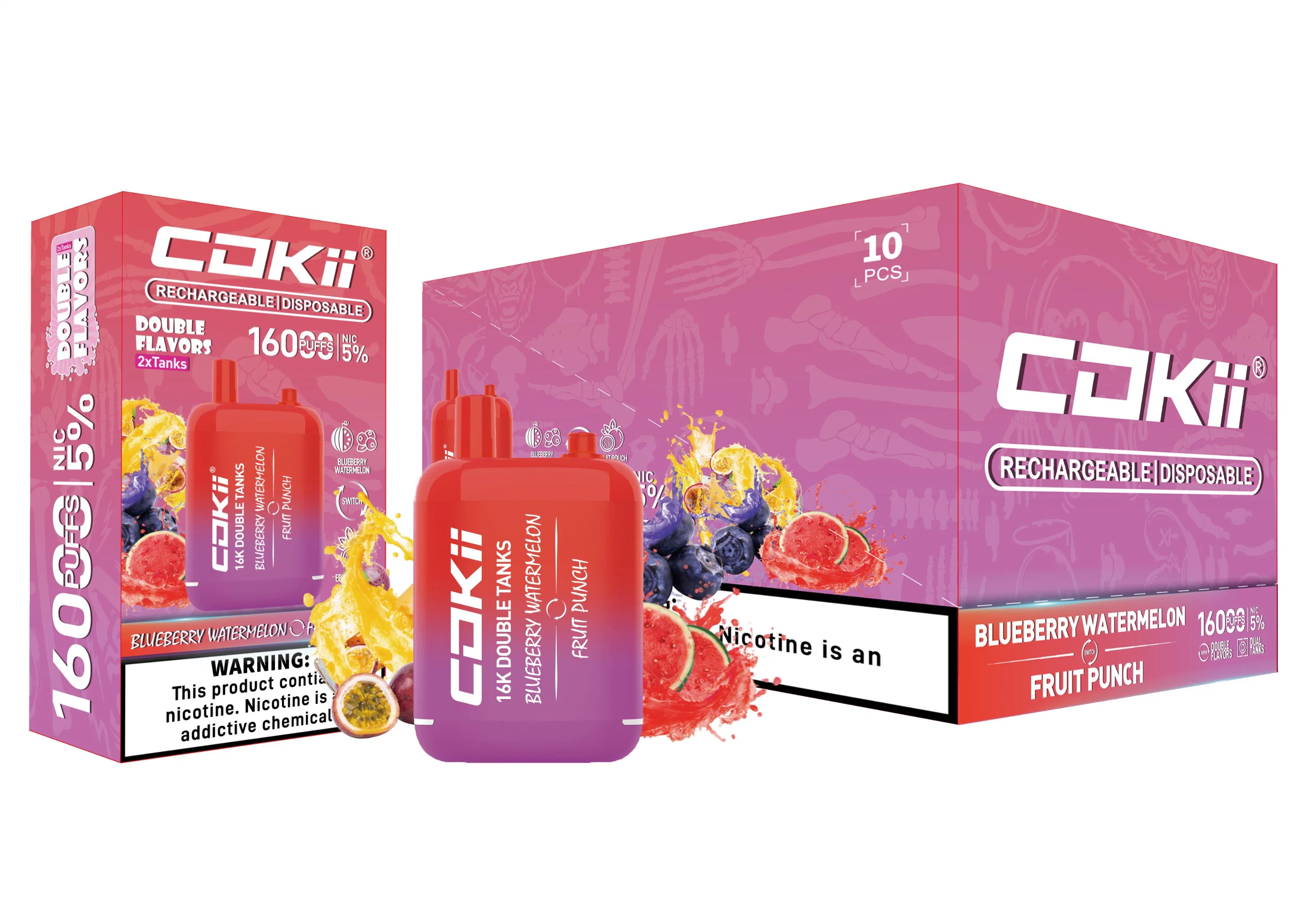 Cokii Dulal Tanks Double Flavors Disposable/Chargeable Electronic Vape 600 800 1000 1200 3500 6000 10000 12000 16000 Puff