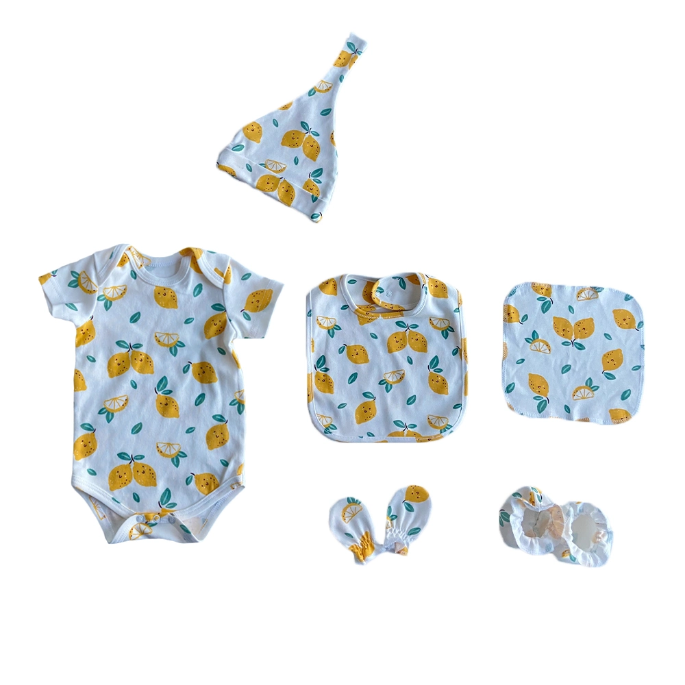 Wholesale/Supplier High quality/High cost performance Baby Rompers 100% Cotton Custom Pattern Infant Onesie Bibs Hats Clothing Sets