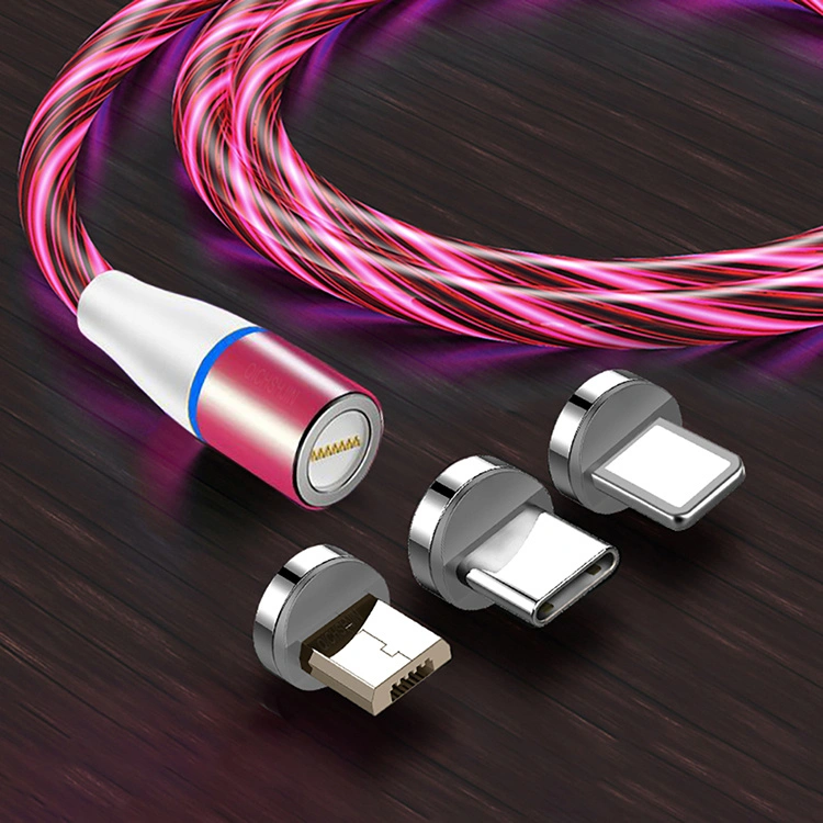 LED Glowing Magnetic Charging Type C Magnet USB Charger Cable 3 in 1