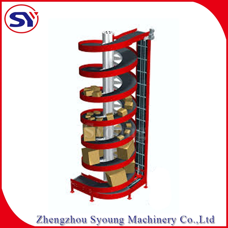 Transportador espiral vertical de carga unitaria para cesta de recambio de botellas de vidrio Transporte de elevación