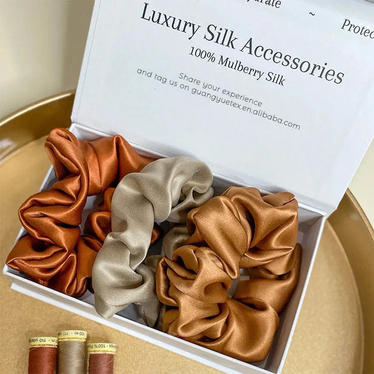 Wholesale Large Pure Silk Hair Tie Bands Custom 22 100% Mulberry Silk