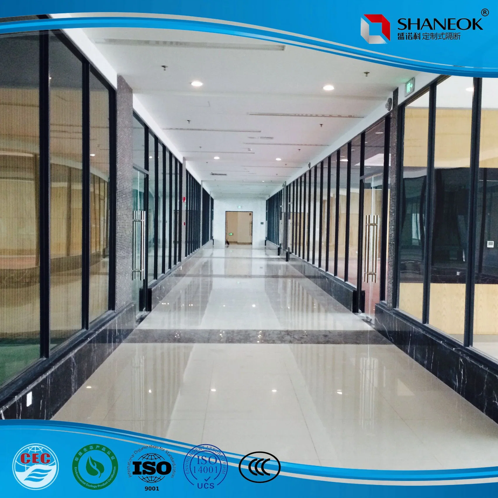 Shaneok Safety Aluminum Tempered Glass Wall Office Partitions From Original Factory Direct Sale Building Material