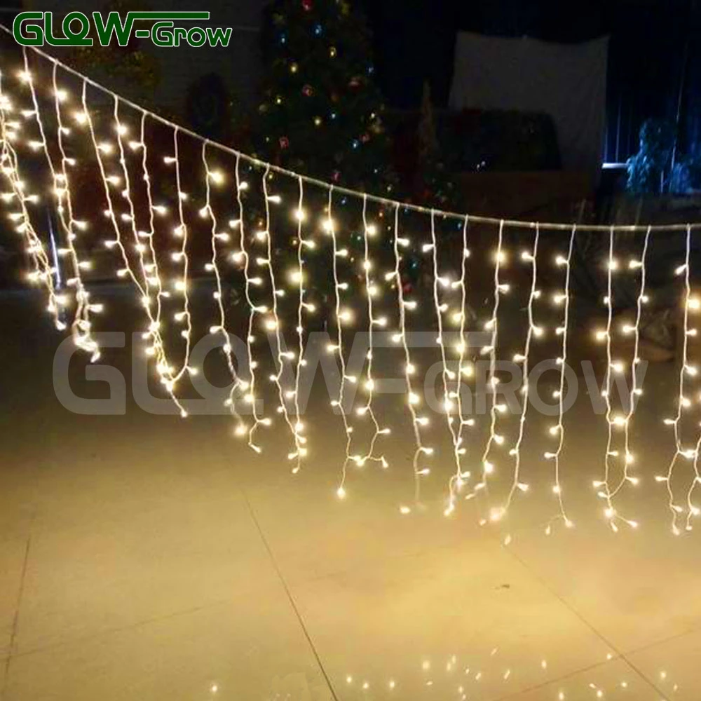 IP65 Waterproof White 230V/120V Christmas LED Fairy Icicle String Light Wedding Decoration