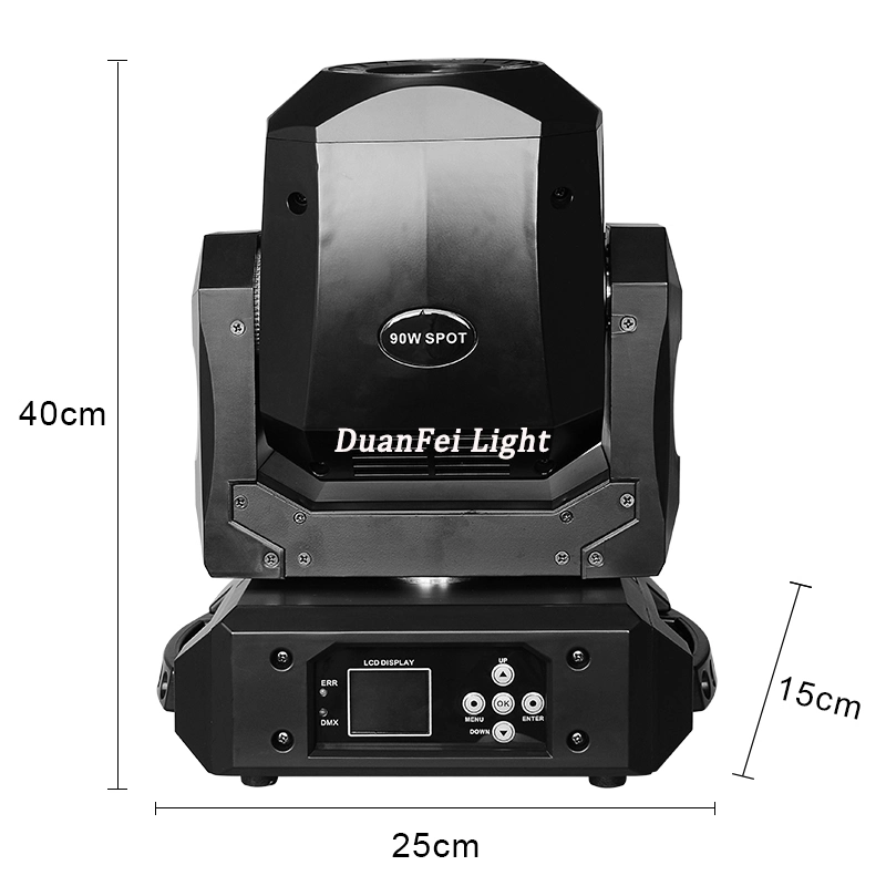 Hot Seller Stufe 15CH 90W Spot LED Moving Head 90 Watt Gobo 3 Facette Prisma Moving Light