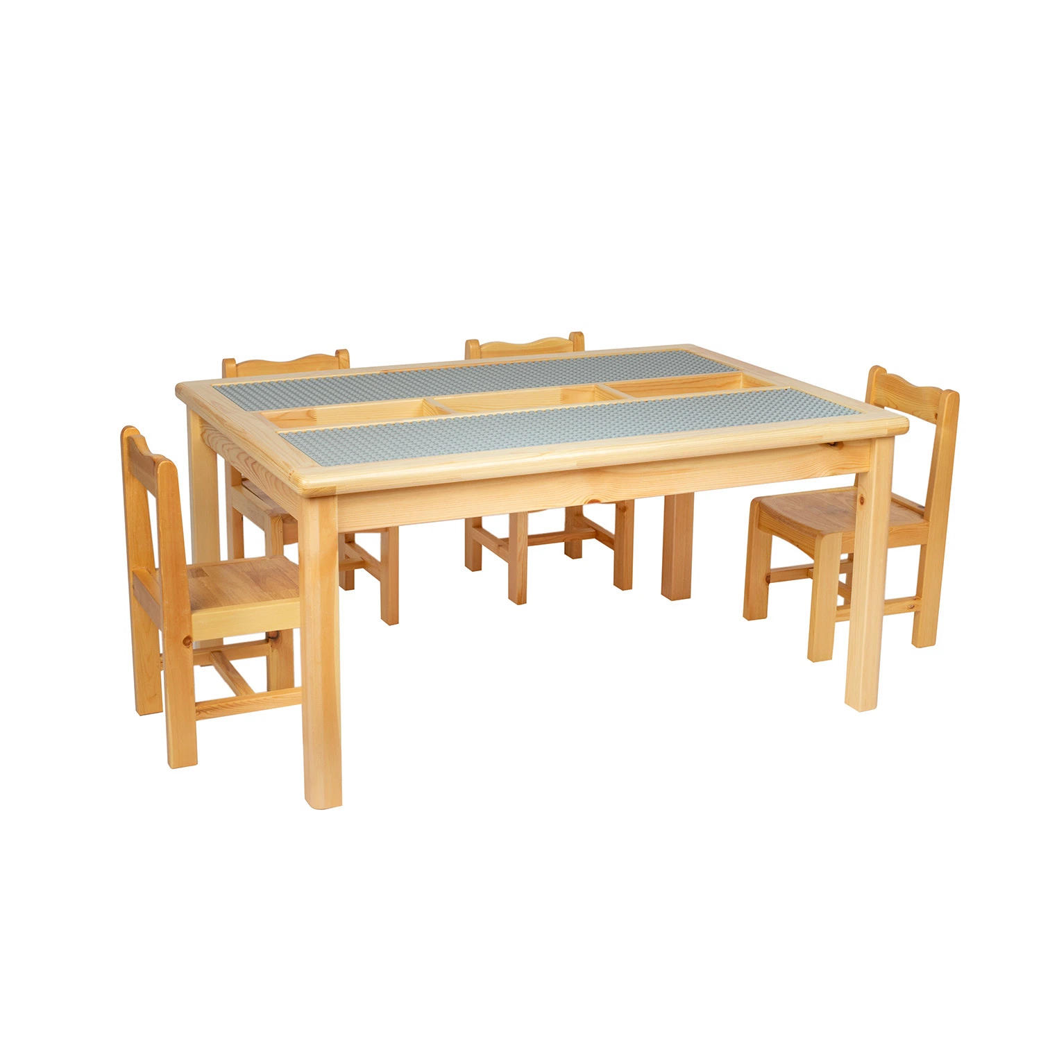 Multifunctional Learning and Playing Building Blocks Wooden Table