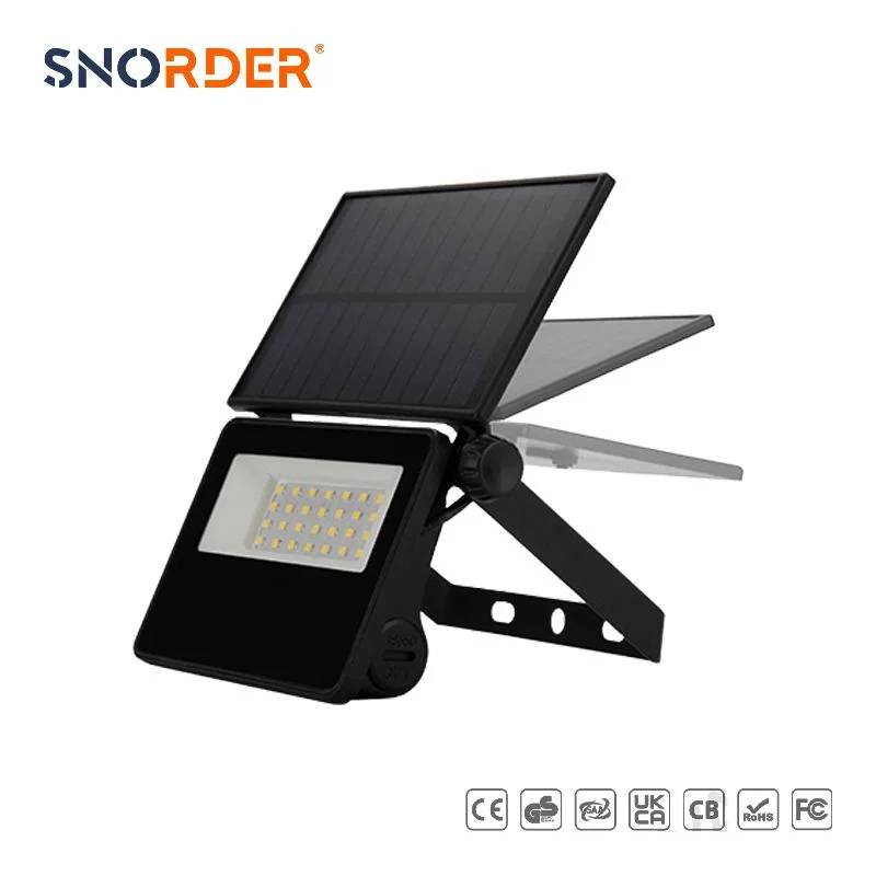 OEM Mayorista/Proveedor fabricado en China 200lm Negro Solar Floodlight ABS Cuerpo + lente de vidrio templado IP54 Iluminación solar 2 años Garantía con CE RoHS