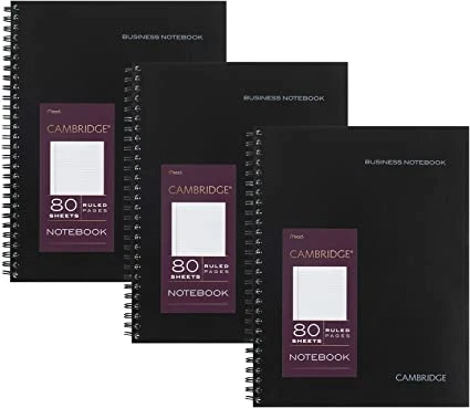 Cambridge Limited Professional Spiral Notebook New Business Ajout, lot de 3, Legal Tune, taille de page 6-5/8" X 9-1/2", 80 feuilles, Wirebound Office Journal &amp; Note