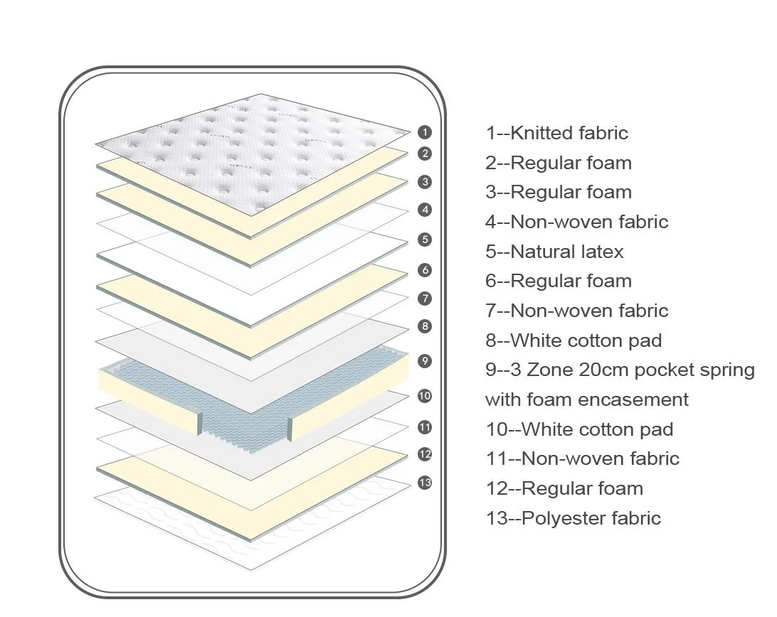 2021 Nouveau Style Vente en Gros en Ligne Matelas de Lit Médical Réglable à Ressorts Ensachés en Latex à Trois Zones Eurotop Dreamleader Lingmeng Matelas