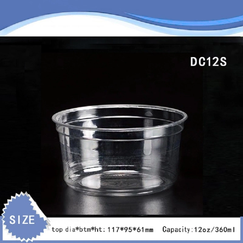 12oz Deli Contenedores de plástico PET transparente taza personalizada desechables Contenedor de yogur