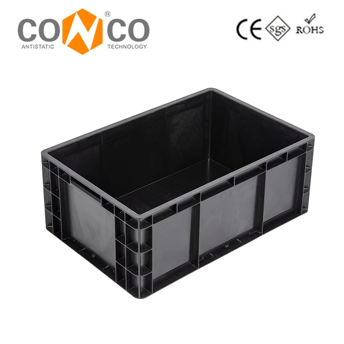 Conco ESD Packaging Plastic Storage Logistic Black Conductive Antistatic Circulation Box ESD Container