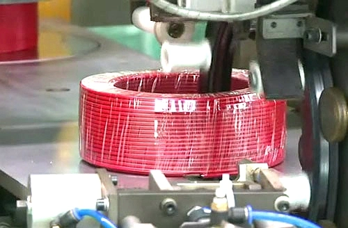 High Speed Wire Coiling and Wrapping Machine with PE Film Raw Material