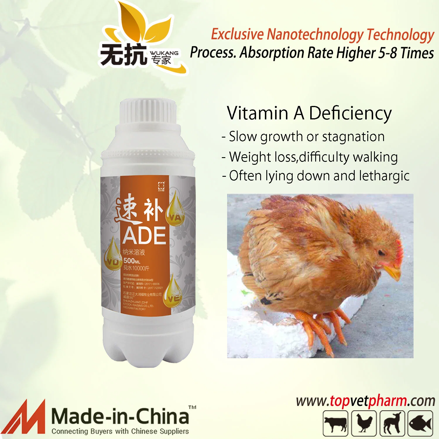 Immune Booster Poultry Fedd Supplement Layer Broiler Vitamin Ad3e Oral Solution