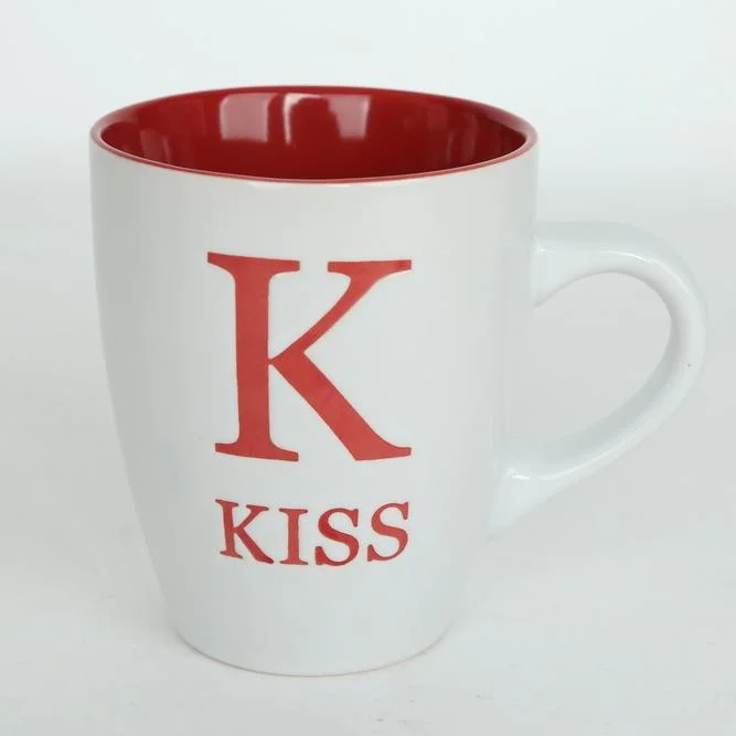 11oz Fashion Venda quente fora interior branco vermelho caneca de café