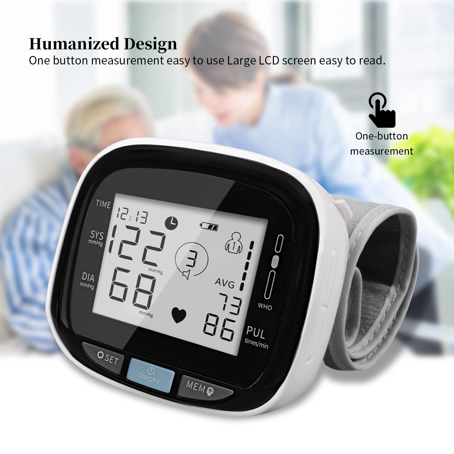 Home Use Voice Automatic Digital Wrist Pressure Large Adjustable Cuff Blood Pressur Monitor