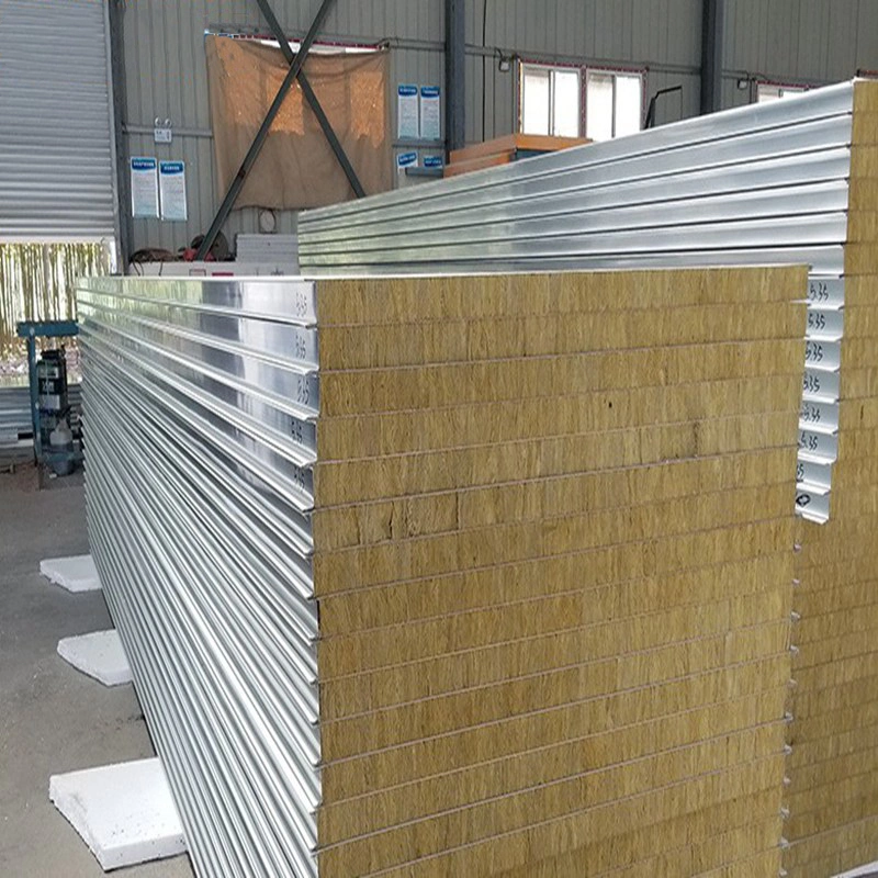 50/75/100/120m Soundproof Heat Thermal Insulated Roofing/Wall PU Sealing Rockwool Composite Board Sandwich Panel for Warehouse/Steel Structure