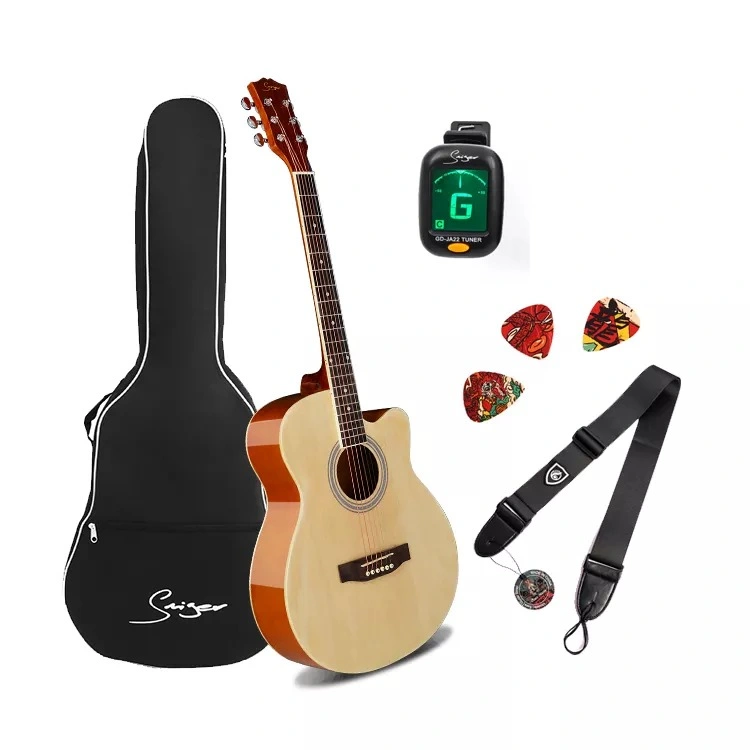 La actualización profesional de la marca Smiger principiante de Guitarra Acústica Pack para E-Shop Venta caliente Folk acústico guitarra