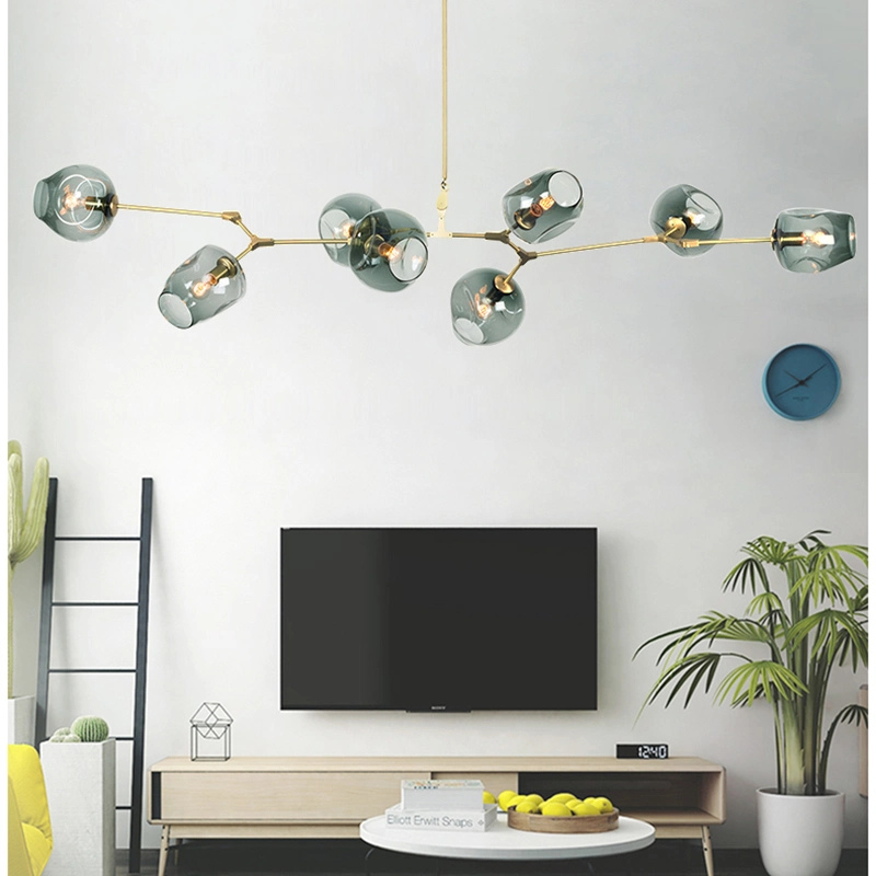 Nordic Glass LED Chandelier Lighting Lustre Modern Ball Living Room Bedroom Villa Interior Decor Pendant Lamp Kitchen Fixtures Indoor Lamp