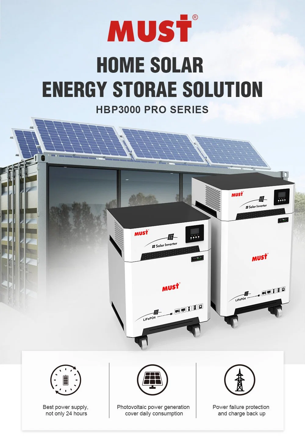 LiFePO4 Batterie mit Niederfrequenz-Solar-Wechselrichter kann die Ausgabe Gleichstrom (DC) vom Dach-Solar-PV-Array in Wechselstrom (AC)