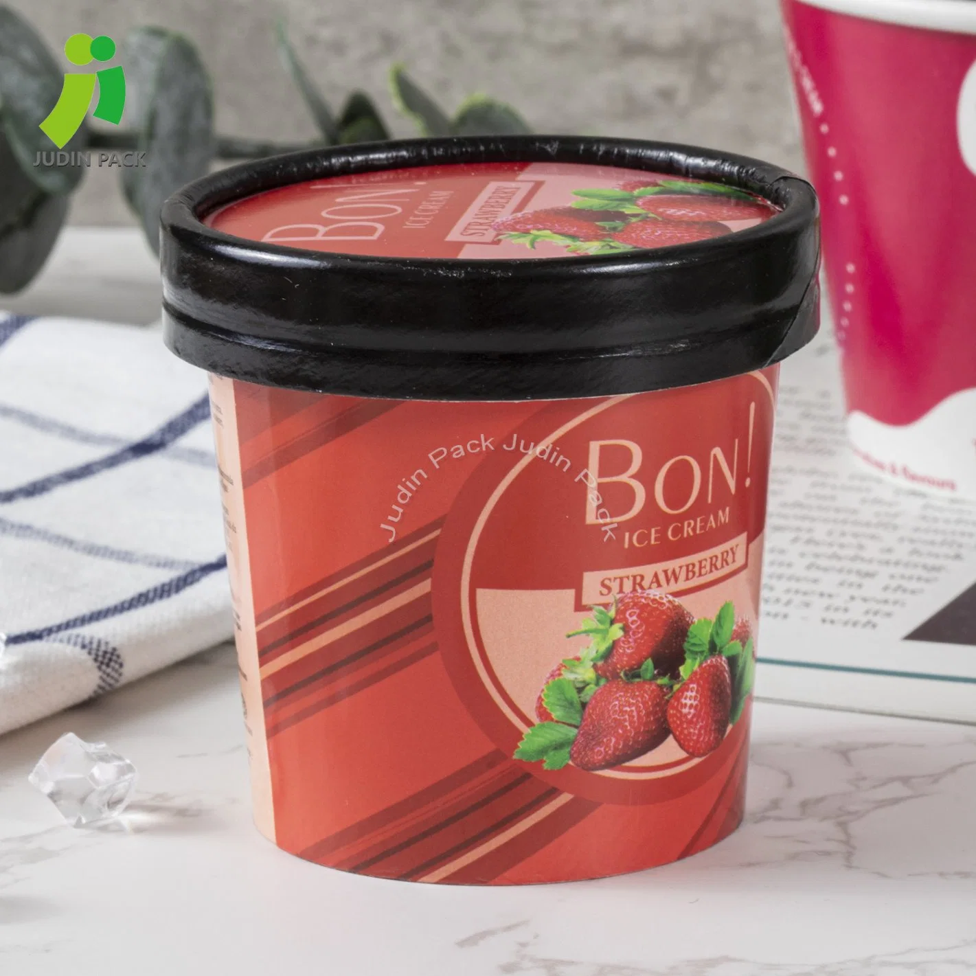 Copo de gelado personalizado de 260 ml com Tampa de plástico dome