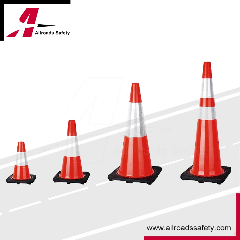 18" Highway Safety PVC Road Barrier Cone with Black Base