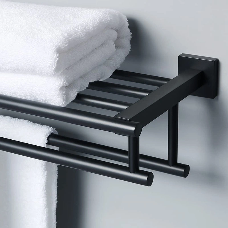 Electrophoretic Black Bathroom Set Stainless Steel Single Towel Bar Wall Mounted Bathroom Towel Holder Powder Spraying Rack for Lavatory Washroom Restroom