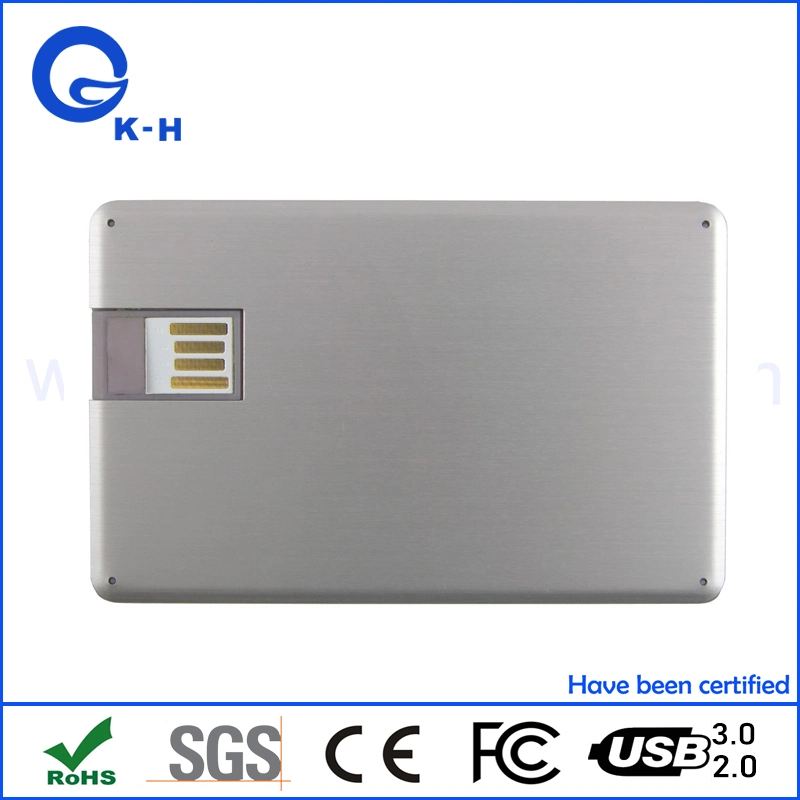 Disco de memória Flash USB 2.0 3.0 em forma de cartão de crédito metálico Para Oferta da empresa