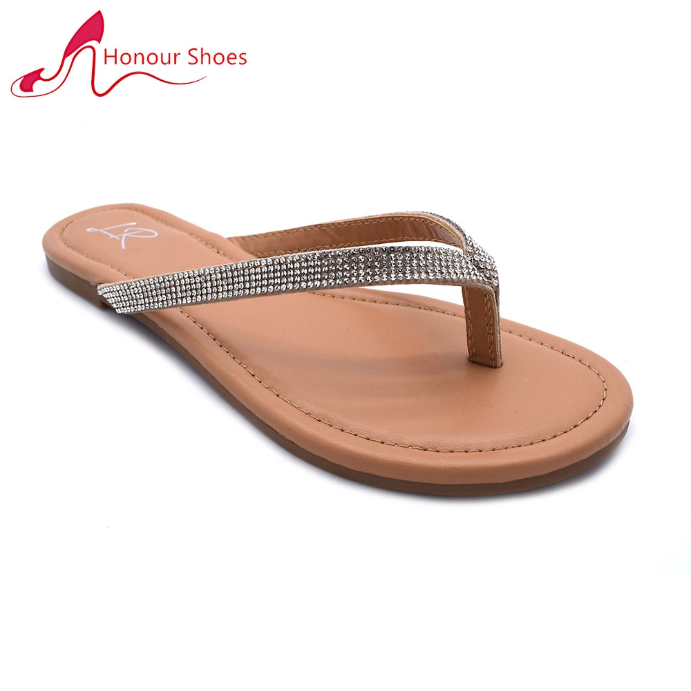 Comfortable and Soft Platform Women's Sandals Shiny Rhinestone Flip Flops