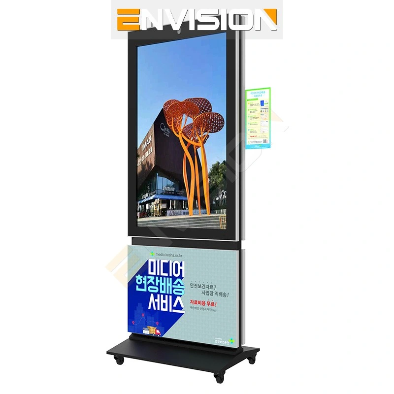 Sinalização digital de instalação no solo à prova de água HD OEM de fábrica Quiosque Totem 43-75 polegadas LCD publicidade Display