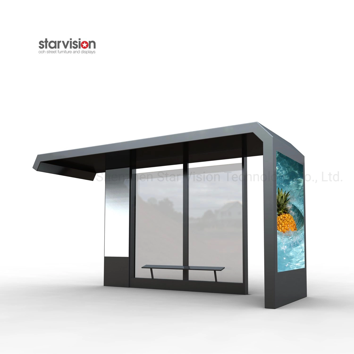 CE Approval Ooh Bus Stop with Waiting Chair and City Light Box