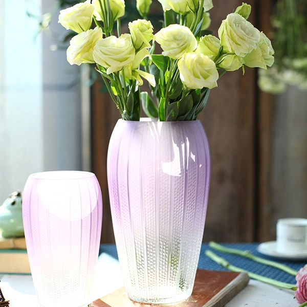 Printed Gradual Change Color Glass Flower Vase for Decor Farmhouse