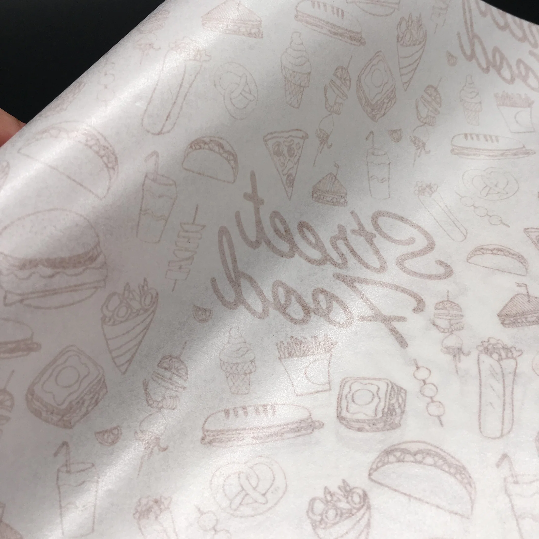 Food Paper Grease Proof Paper Custom Logo Printed Food Wrap White Kraft Paper Sheet