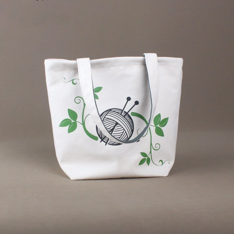 Custom Eco Friendly Drawstring Closure Cotton Canvas Light Knitting Tote Yarn Organizer Storage Bag