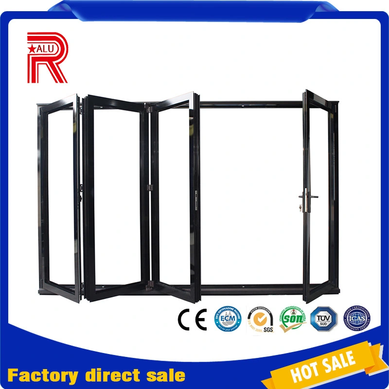 Revêtement en poudre Aluminium Double Vitrage Aluminium Portes Coulissantes Pliantes en Aluminium