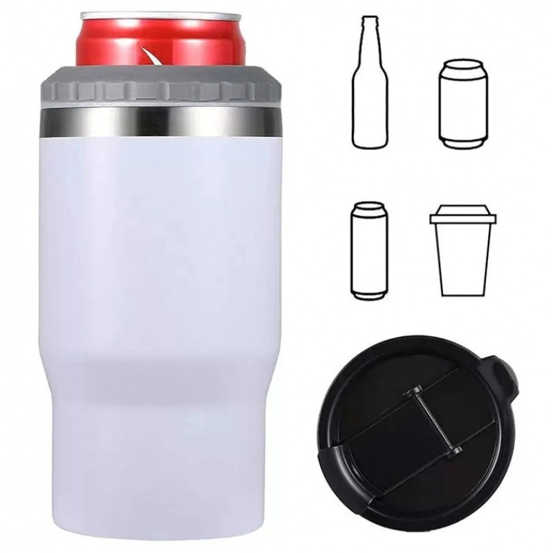 14oz 4 en 1 Refroidisseur de canette de bière en acier inoxydable à double paroi isolée sous vide avec logo OEM