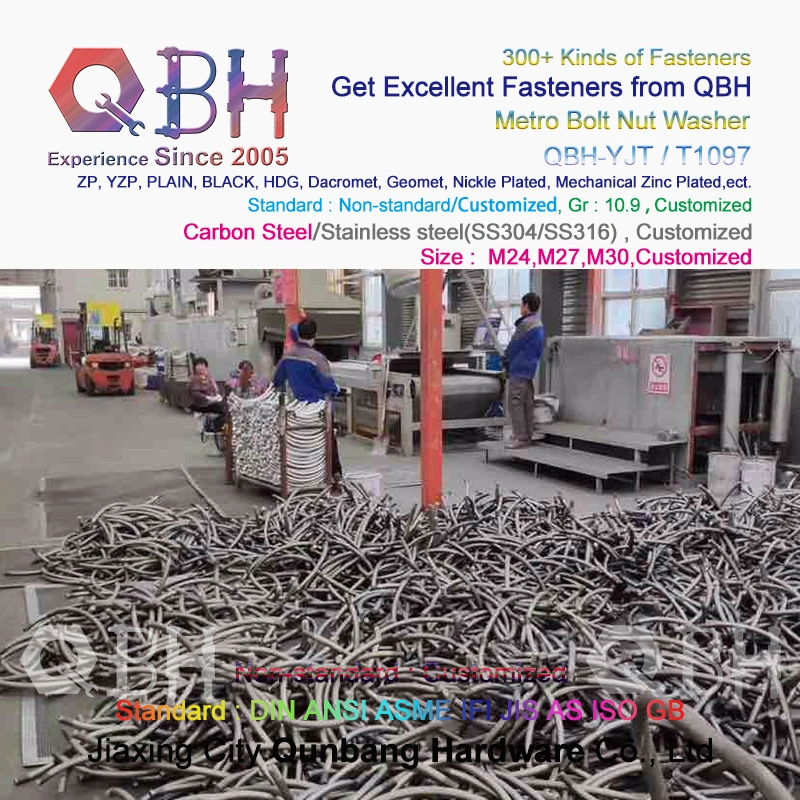 Qbh Customized OEM ODM Yjt/T1097 Carbon Steel Segment Bolt Nut Washer Metro Replacement Spare Hardware