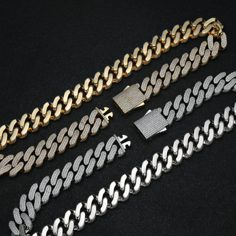 Custume Joyas Oro Hip Hop Iced Out cadena de diamantes de lujo Collar