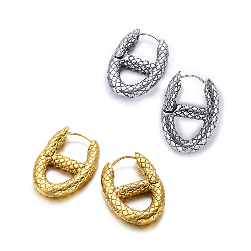 Vente en gros bijoux mode acier inoxydable 18K plaqué or Piercing géométrique Boucles d'oreilles carrées en forme de U Hoop Huggie