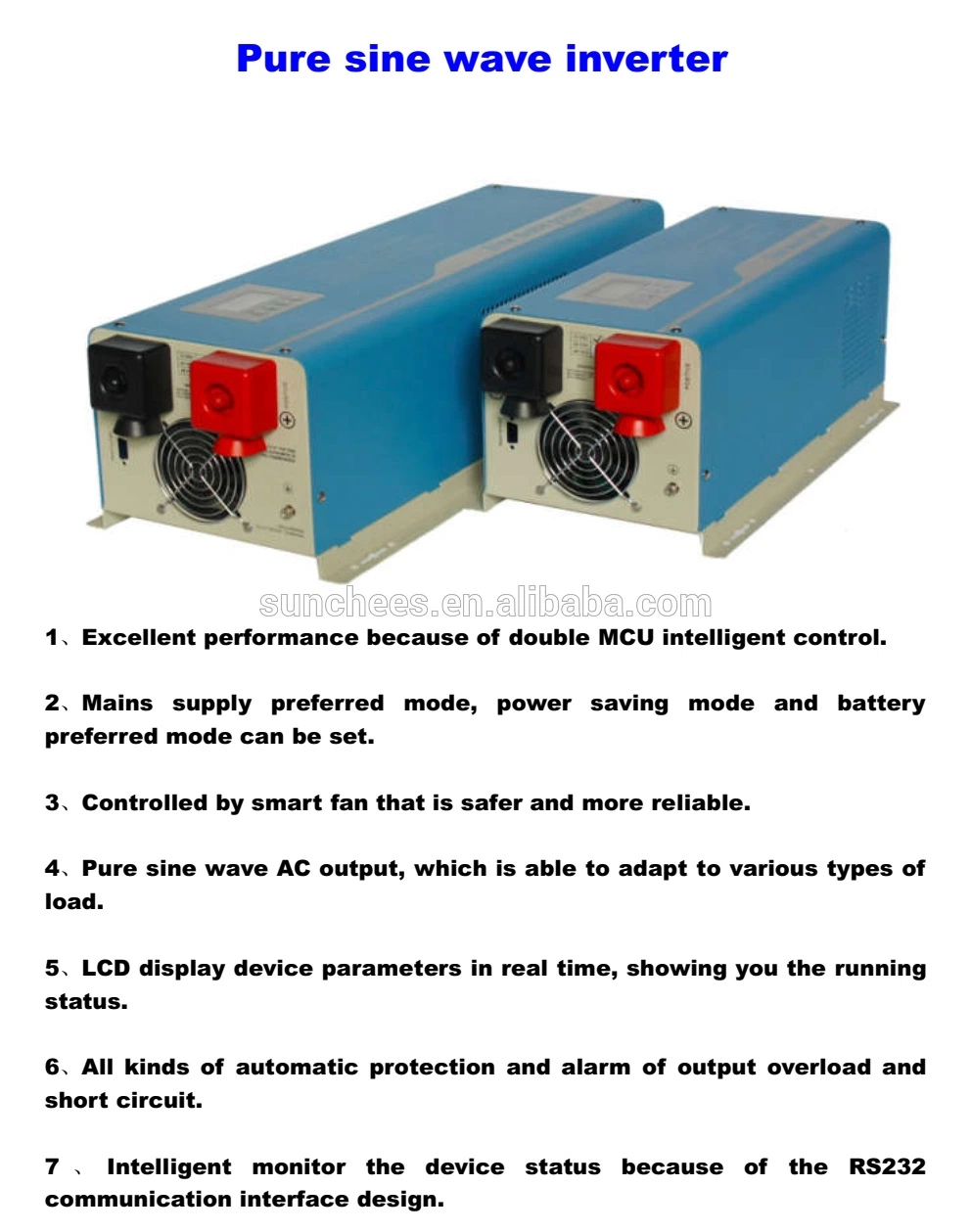 12V a 220V 10000W Onda senoidal pura Inversor de potencia del Sistema Solar en la red eléctrica con pantalla LCD