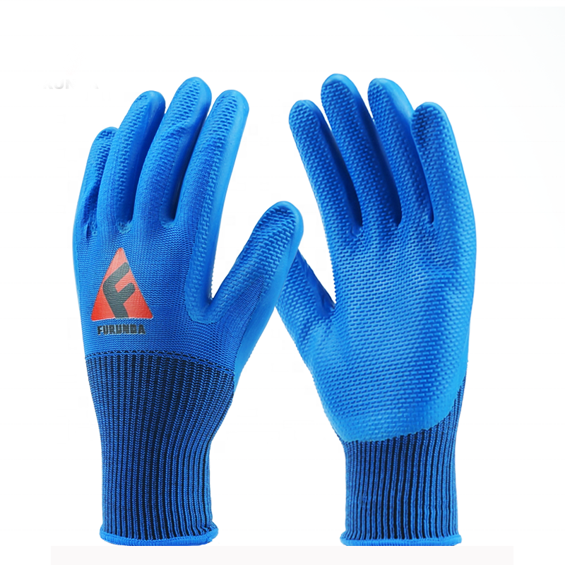 Superventas guante de látex Látex de color rojo con guantes recubiertos de Seguridad de la seguridad de protección guantes de trabajo