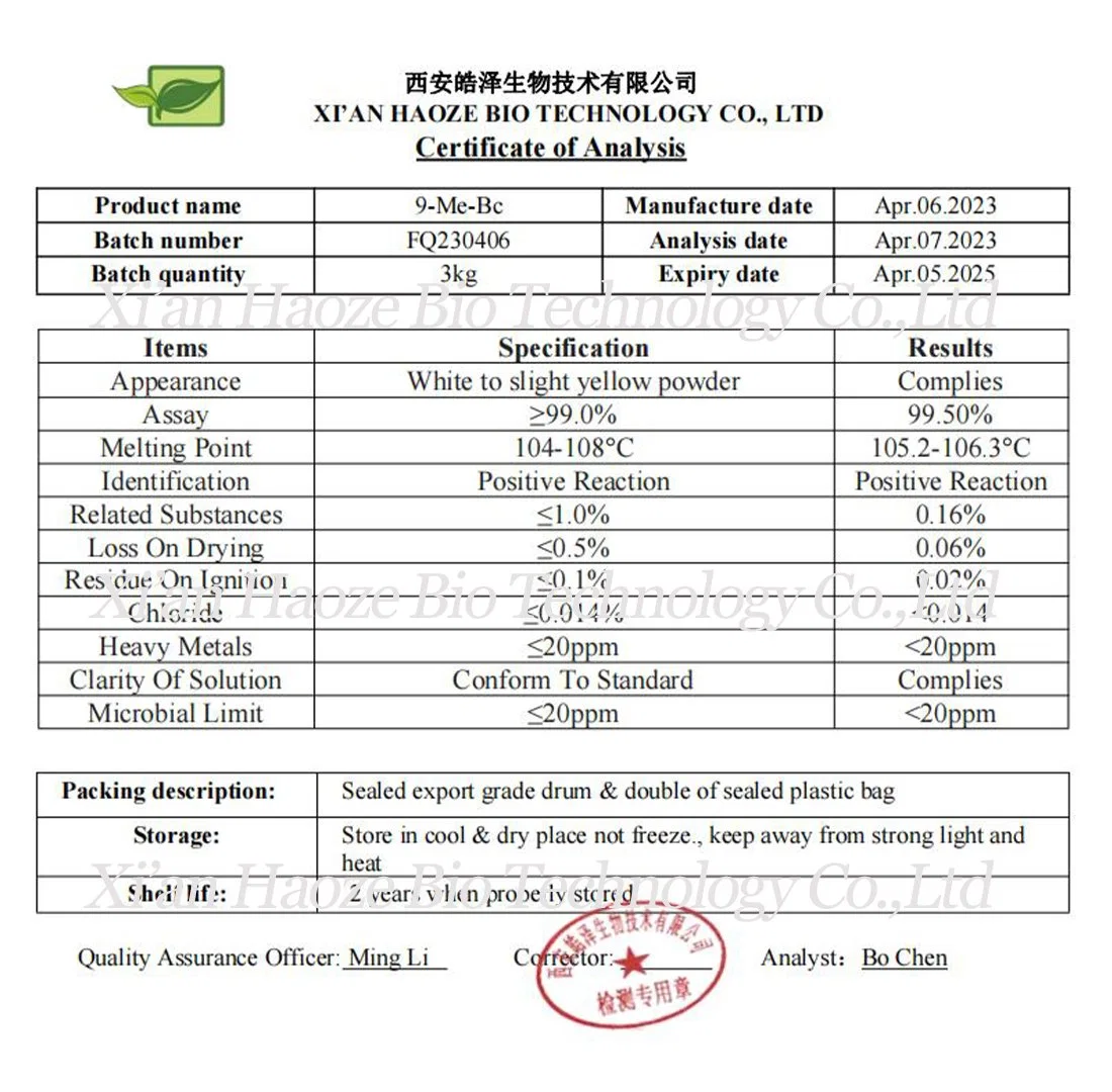 Nootropics Supplement 9 Me Bc CAS 2521-07-5 9-Methyl-9h-Beta-Carboline 9-Me-Bc