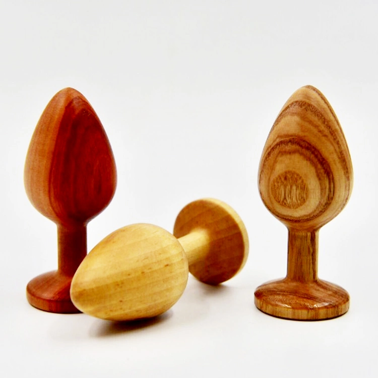 Trate de nuevo estilo de la naturaleza aleatoria de Material de madera olor a madera de color madera Butt plug anal ano Patio Masturbator juguete sexual para adultos